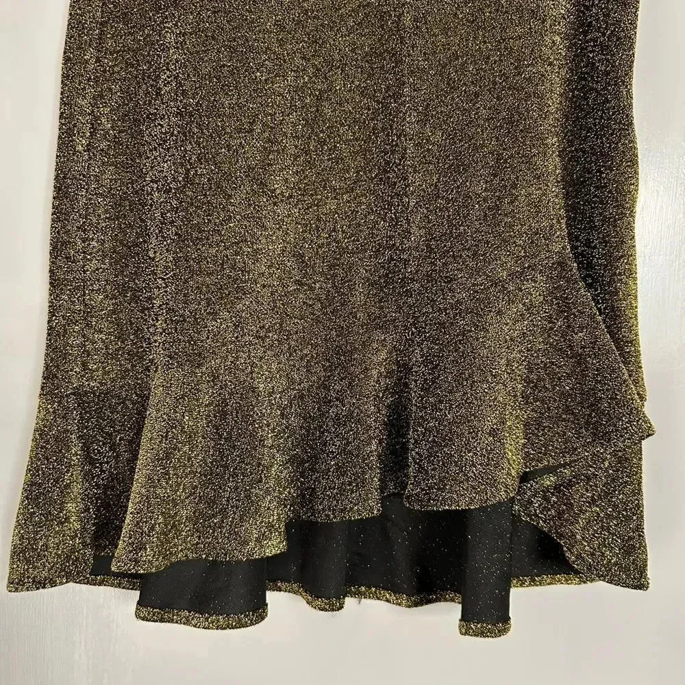 Michael Kors Ruffled Gold Sequin Sparkle Lurex Mini Skirt Size Small NWT holiday
